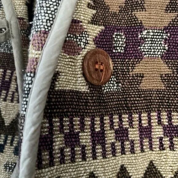 VINTAGE New Direction Cropped Jacket Cotton Aztec Print Small Southwest Boho - Picture 3 of 7